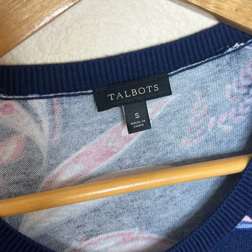 Talbots Navy Purple Paisley Button Up Cardigan Size Small - Picture 2 of 8